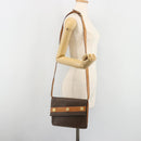 CELINE Macadam Canvas Medallion Shoulder Bag PVC Leather Brown Gold Auth 189300-22