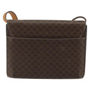 CELINE Macadam Canvas Medallion Shoulder Bag PVC Leather Brown Gold Auth 189300-2