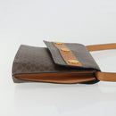 CELINE Macadam Canvas Medallion Shoulder Bag PVC Leather Brown Gold Auth 189300-3