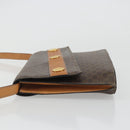 CELINE Macadam Canvas Medallion Shoulder Bag PVC Leather Brown Gold Auth 189300-4