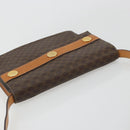 CELINE Macadam Canvas Medallion Shoulder Bag PVC Leather Brown Gold Auth 189300-6