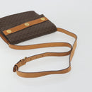 CELINE Macadam Canvas Medallion Shoulder Bag PVC Leather Brown Gold Auth 189300-7