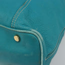CELINE Tote Bag Leather Blue Gold Auth 189301-8