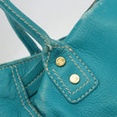 CELINE Tote Bag Leather Blue Gold Auth 189301-10