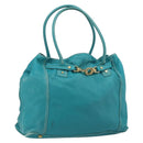 CELINE Tote Bag Leather Blue Gold Auth 189301-1