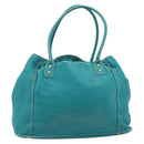 CELINE Tote Bag Leather Blue Gold Auth 189301-2