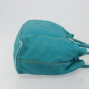 CELINE Tote Bag Leather Blue Gold Auth 189301-3