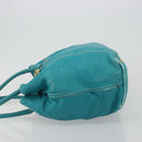 CELINE Tote Bag Leather Blue Gold Auth 189301-4