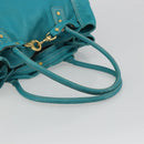 CELINE Tote Bag Leather Blue Gold Auth 189301-7