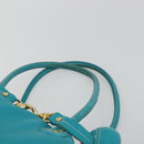 CELINE Tote Bag Leather Blue Gold Auth 189301-14