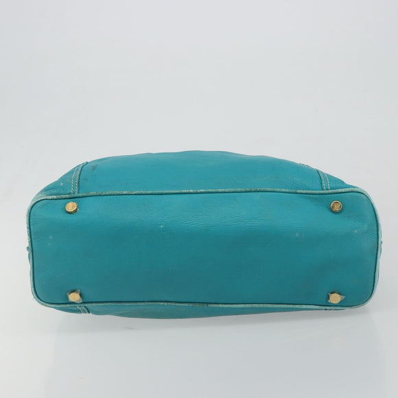 CELINE Tote Bag Leather Blue Gold Auth 189301