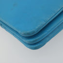 CELINE Trio Shoulder Bag Leather Light Blue Gold Auth 189302-14