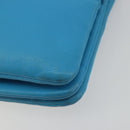 CELINE Trio Shoulder Bag Leather Light Blue Gold Auth 189302-15