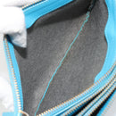 CELINE Trio Shoulder Bag Leather Light Blue Gold Auth 189302-11
