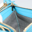 CELINE Trio Shoulder Bag Leather Light Blue Gold Auth 189302-19