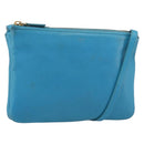 CELINE Trio Shoulder Bag Leather Light Blue Gold Auth 189302-1