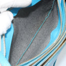 CELINE Trio Shoulder Bag Leather Light Blue Gold Auth 189302-21