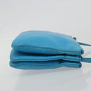 CELINE Trio Shoulder Bag Leather Light Blue Gold Auth 189302-3