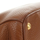 PRADA Hand Bag Vittero Dino Leather Brown Gold Auth 189305V-14