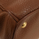 PRADA Hand Bag Vittero Dino Leather Brown Gold Auth 189305V-16