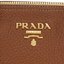 PRADA Hand Bag Vittero Dino Leather Brown Gold Auth 189305V-19