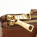 PRADA Hand Bag Vittero Dino Leather Brown Gold Auth 189305V-9