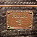 PRADA Hand Bag Vittero Dino Leather Brown Gold Auth 189305V-21