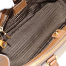 PRADA Hand Bag Vittero Dino Leather Brown Gold Auth 189305V-10