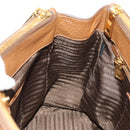 PRADA Hand Bag Vittero Dino Leather Brown Gold Auth 189305V-23