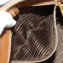 PRADA Hand Bag Vittero Dino Leather Brown Gold Auth 189305V-25