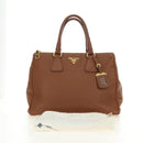 PRADA Hand Bag Vittero Dino Leather Brown Gold Auth 189305V-12