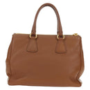 PRADA Hand Bag Vittero Dino Leather Brown Gold Auth 189305V-2