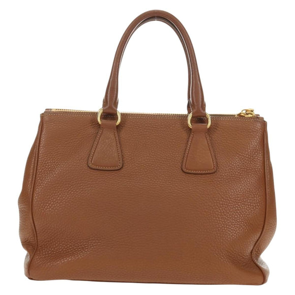 PRADA Hand Bag Vittero Dino Leather Brown Gold Auth 189305V