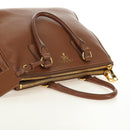 PRADA Hand Bag Vittero Dino Leather Brown Gold Auth 189305V-6