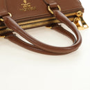 PRADA Hand Bag Vittero Dino Leather Brown Gold Auth 189305V-7