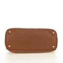 PRADA Hand Bag Vittero Dino Leather Brown Gold Auth 189305V-5