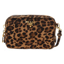 PRADA Shoulder Bag Harako Leather Brown Gold Auth 189306V-2