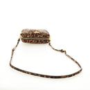 PRADA Shoulder Bag Harako Leather Brown Gold Auth 189306V-7