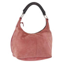 Miu Miu Shoulder Bag Suede Pink Silver Auth 189307-1