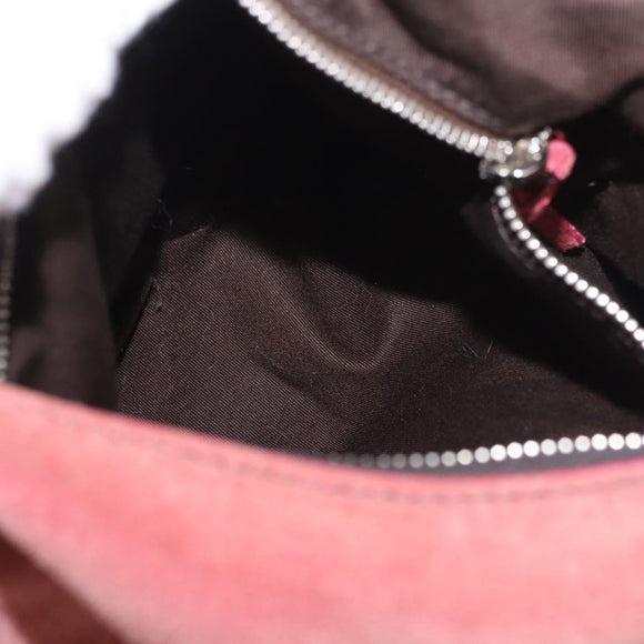 Miu Miu Shoulder Bag Suede Pink Silver Auth 189307