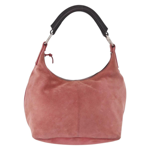 Miu Miu Shoulder Bag Suede Pink Silver Auth 189307
