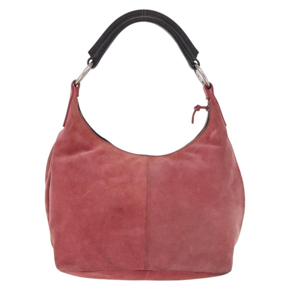 Miu Miu Shoulder Bag Suede Pink Silver Auth 189307