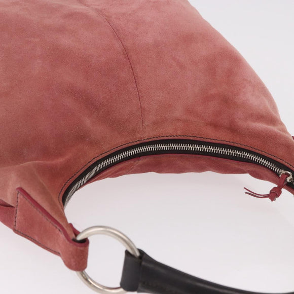 Miu Miu Shoulder Bag Suede Pink Silver Auth 189307