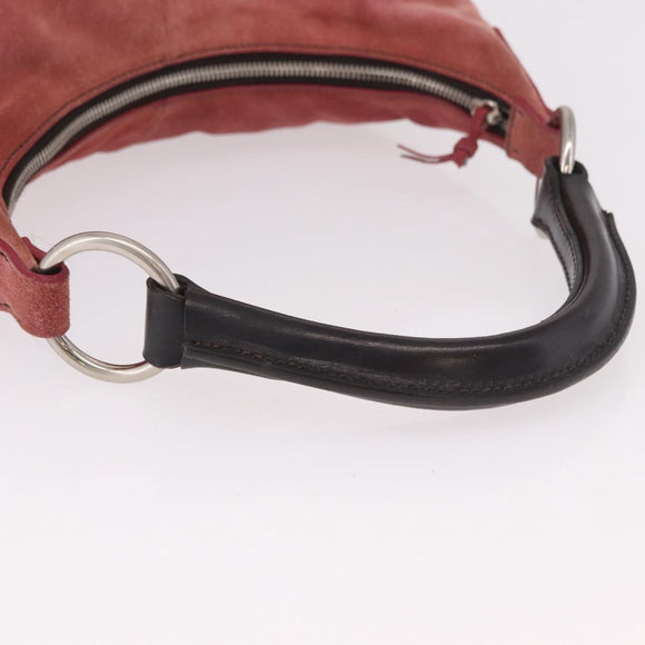 Miu Miu Shoulder Bag Suede Pink Silver Auth 189307