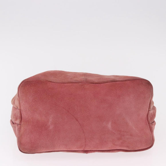 Miu Miu Shoulder Bag Suede Pink Silver Auth 189307