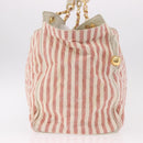 CHANEL Matelasse Shoulder Bag Canvas Pink Gold CC Auth 189308-4