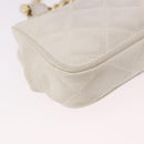 CHANEL Chain Belt Waist Bag Lamb Skin White Gold CC Auth 189310A-16