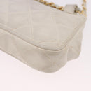 CHANEL Chain Belt Waist Bag Lamb Skin White Gold CC Auth 189310A-17