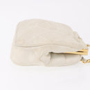 CHANEL Chain Belt Waist Bag Lamb Skin White Gold CC Auth 189310A-3