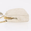 CHANEL Chain Belt Waist Bag Lamb Skin White Gold CC Auth 189310A-4